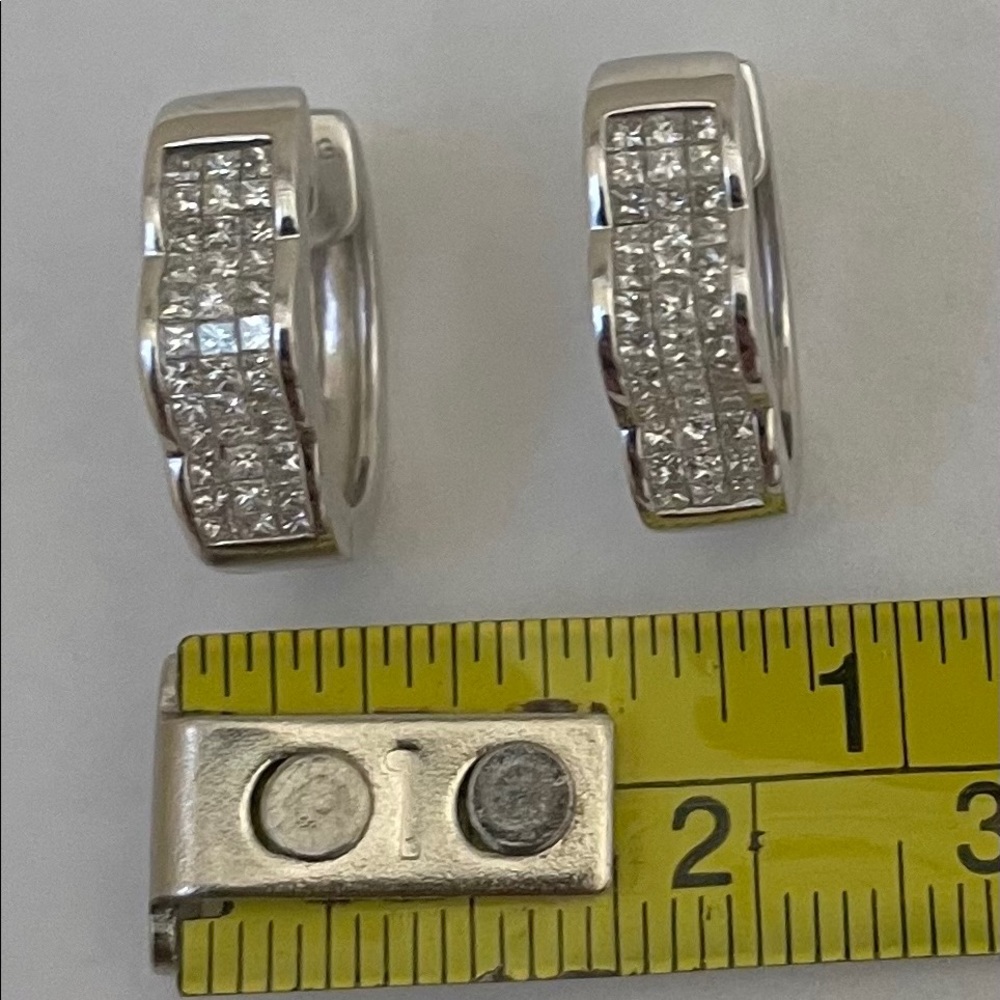 1.25CT Princess Cut Diamond Earrings 18K WG